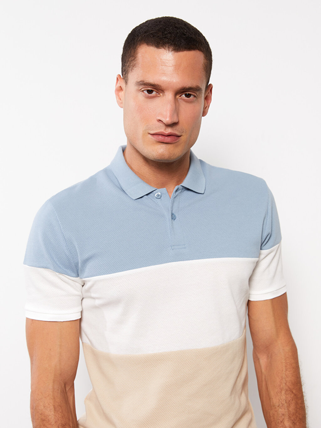 Polo Neck Short Sleeve Color Block Men's T-Shirt -S2MT16Z8-J0M ...