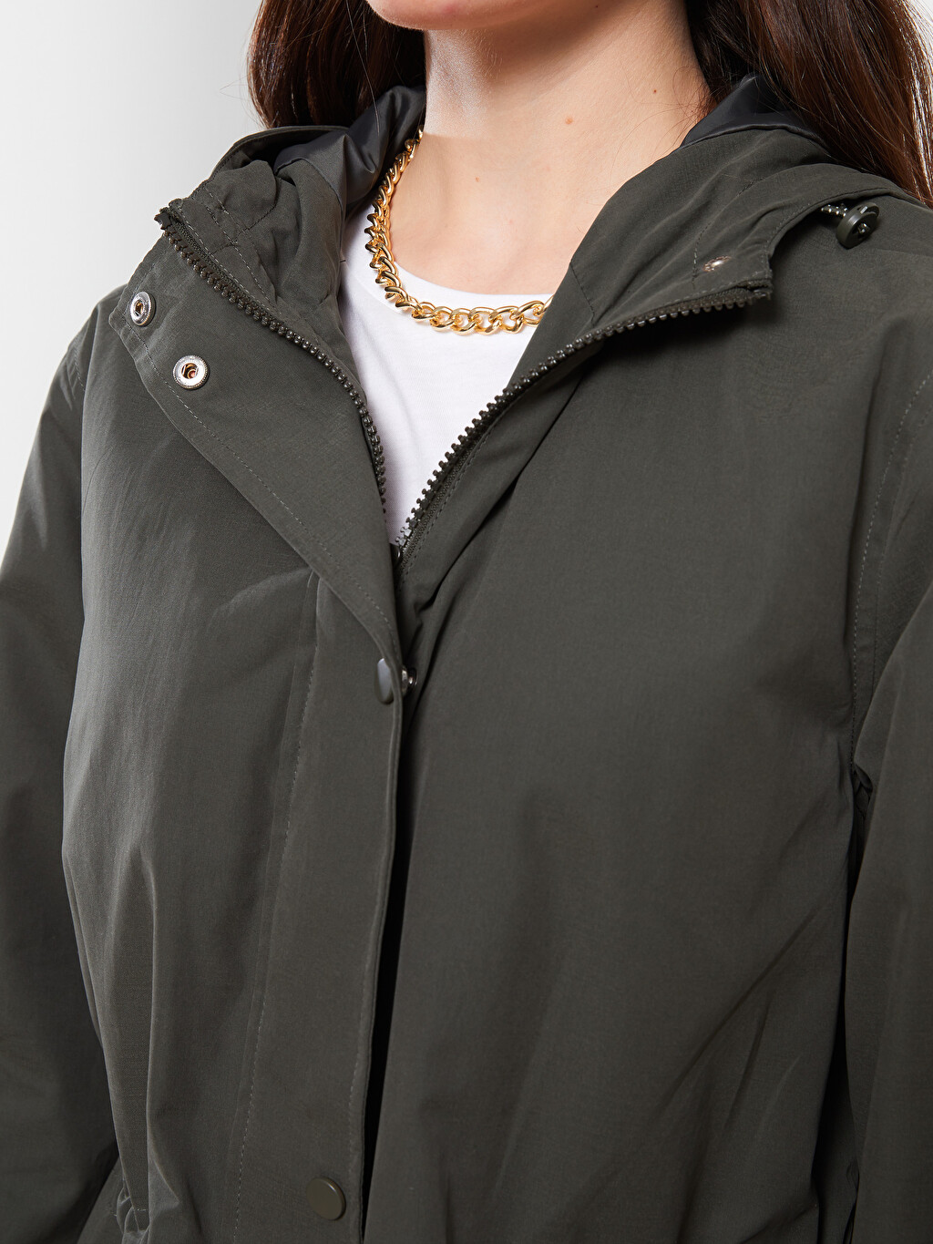 Social Fashion Medium Length Button Long Sleeve Women's Coat Jacket