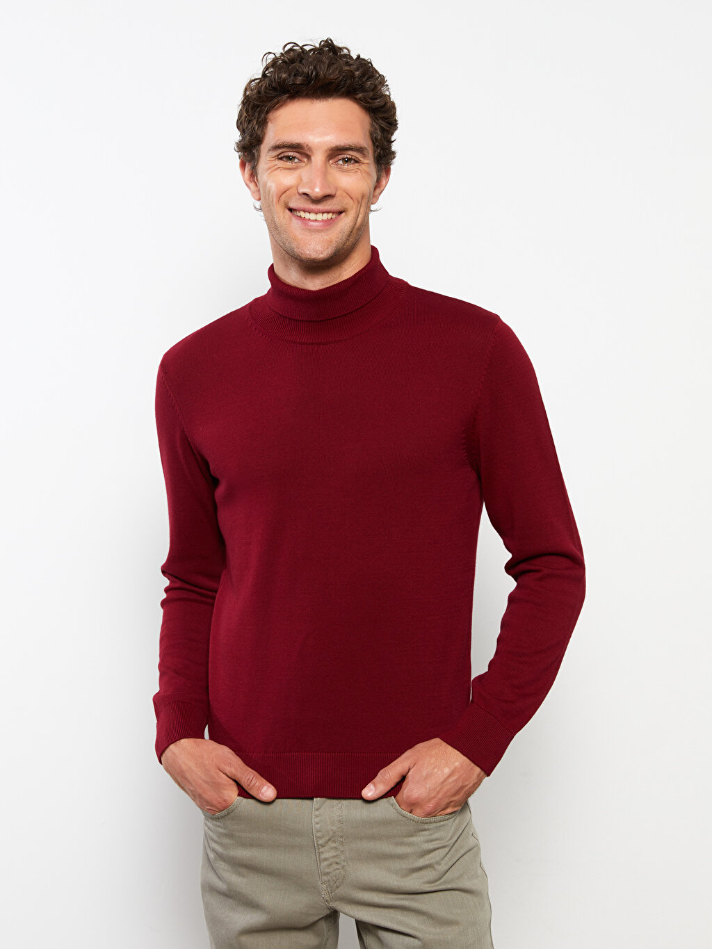 Turtleneck Long Sleeve Men's Knitwear Sweater -W20704Z8-DNF - W20704Z8 ...