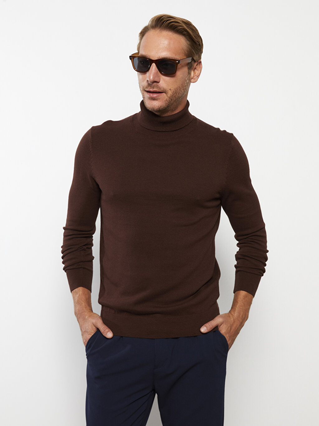 Turtleneck Long Sleeve Men's Tricot Sweater -W20704Z8-SFT - W20704Z8-SFT -  LC Waikiki