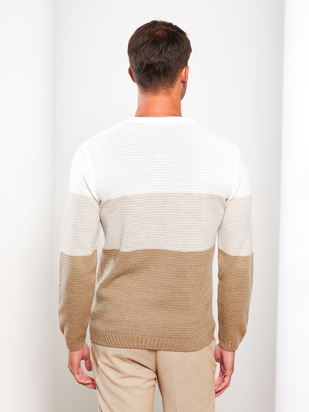 Crew Neck Long Sleeve Color Block Men's Knitwear Sweater W22395Z8J1F