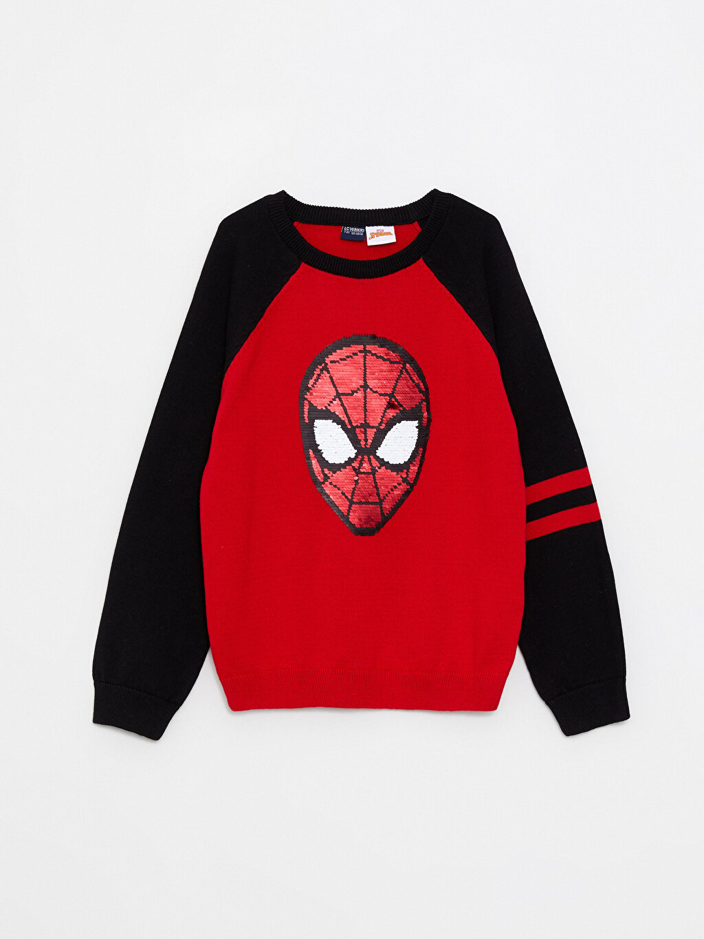 Crew Neck Spiderman Two Way Sequined Long Sleeve Boy Knitwear Sweater ...