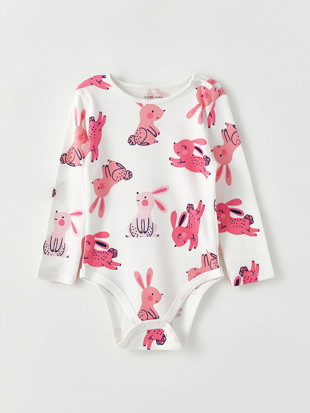 Crew Neck Long Sleeve Printed Baby Girl Body with Snap Crotch 2Pack