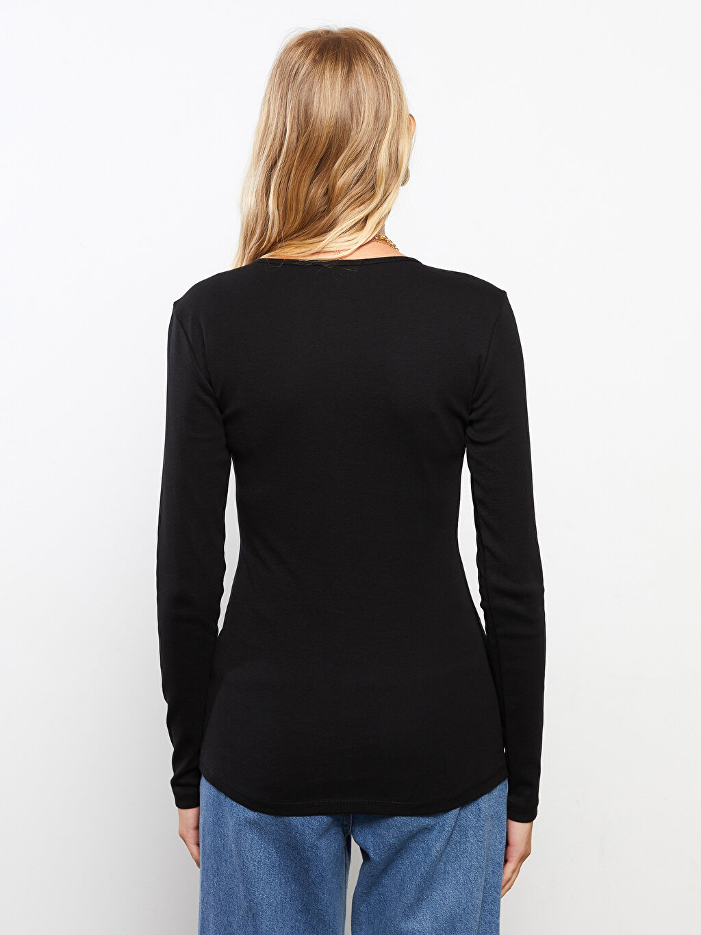 Crew Neck Regular Long Sleeve Cotton Women's T-shirt -W25229Z8-CVL ...