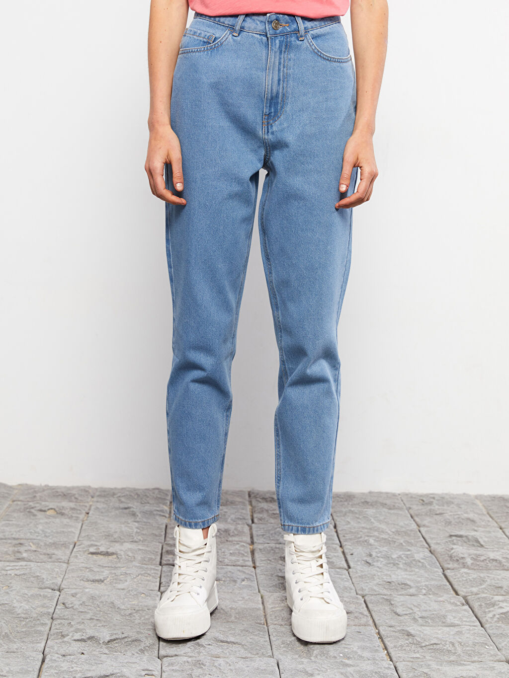 High Waist Mom Fit Straight Pocket Detailed Women's Rodeo Jeans