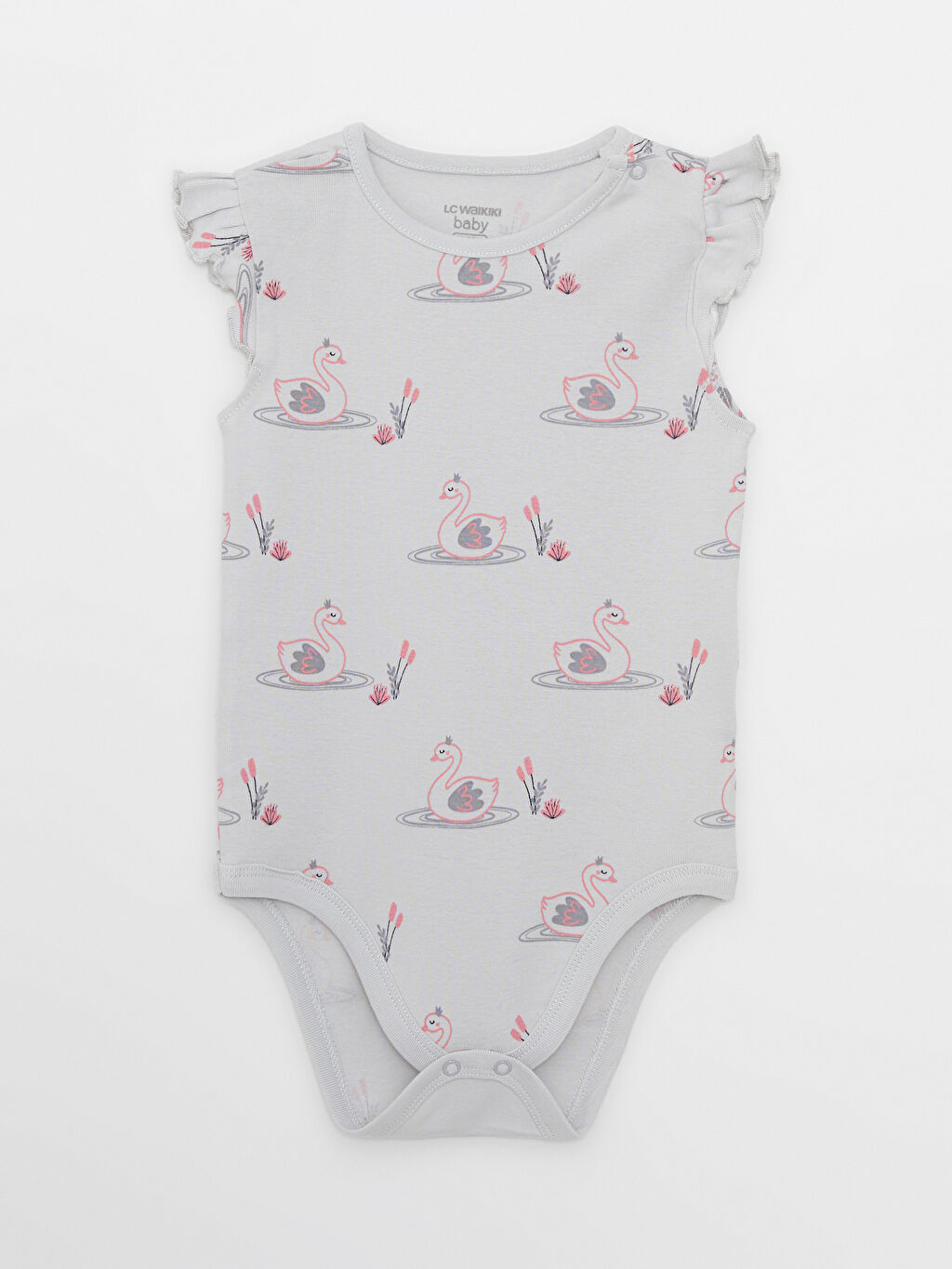 Crew Neck Printed Cotton Baby Girl Body with Snap Crotch W2AE37Z1LRW