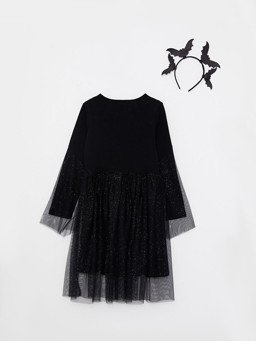 Crew Neck Printed Long Sleeve Girl Dress and Tiara W2BM83Z4CVL