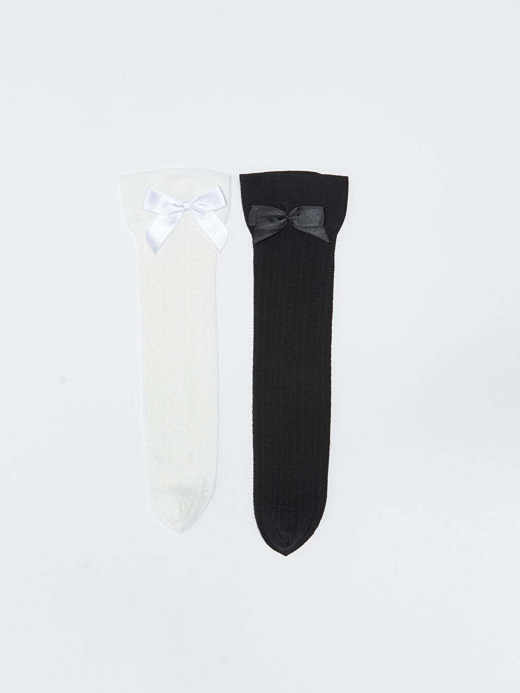 Bow Detailed Girls' Knee High Socks 2 Pack W2DO20Z4EEW W2DO20Z4EEW
