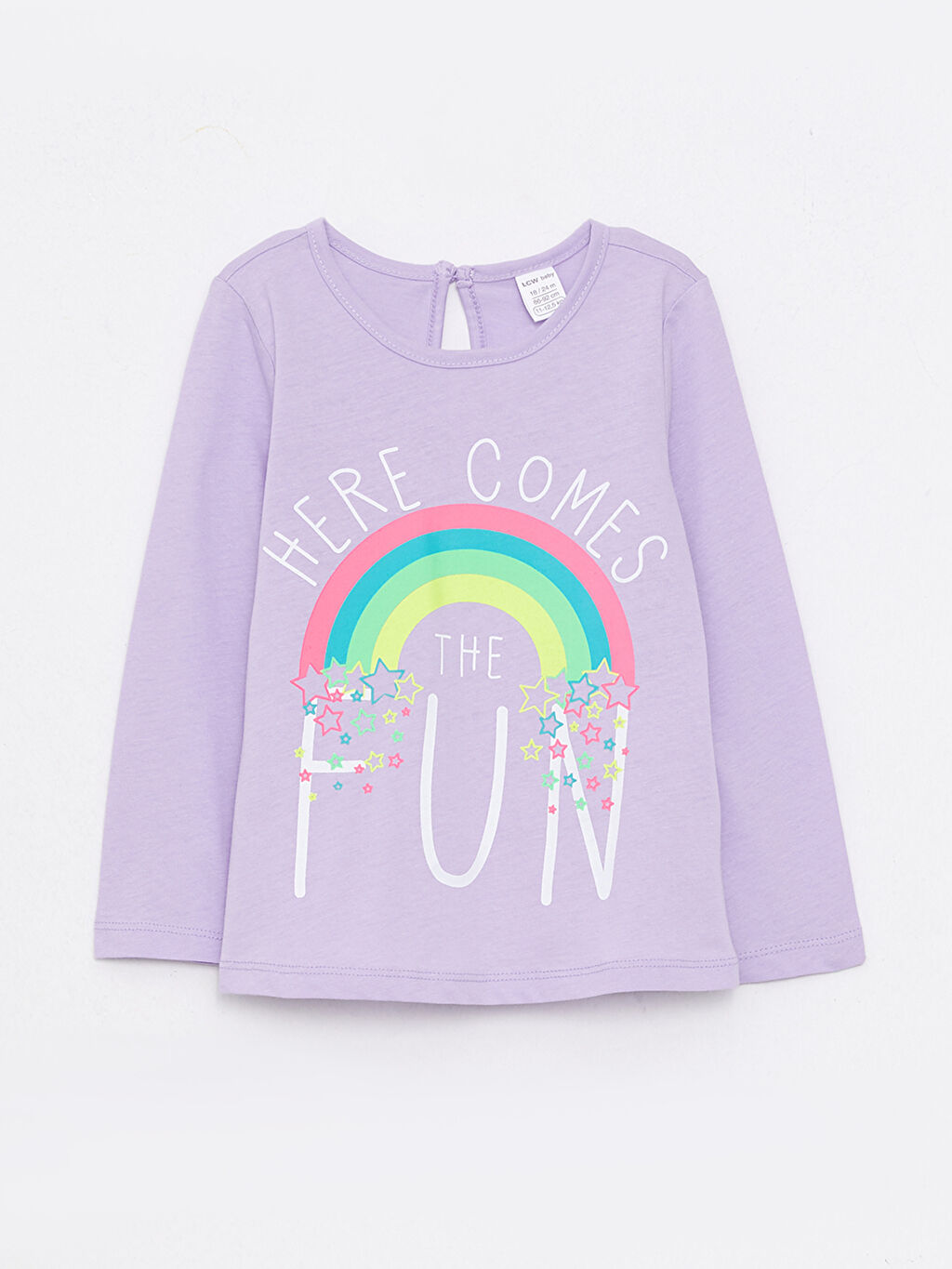 Crew Neck Long Sleeve Printed Cotton Baby Girl Tshirt W2EC45Z1FKW