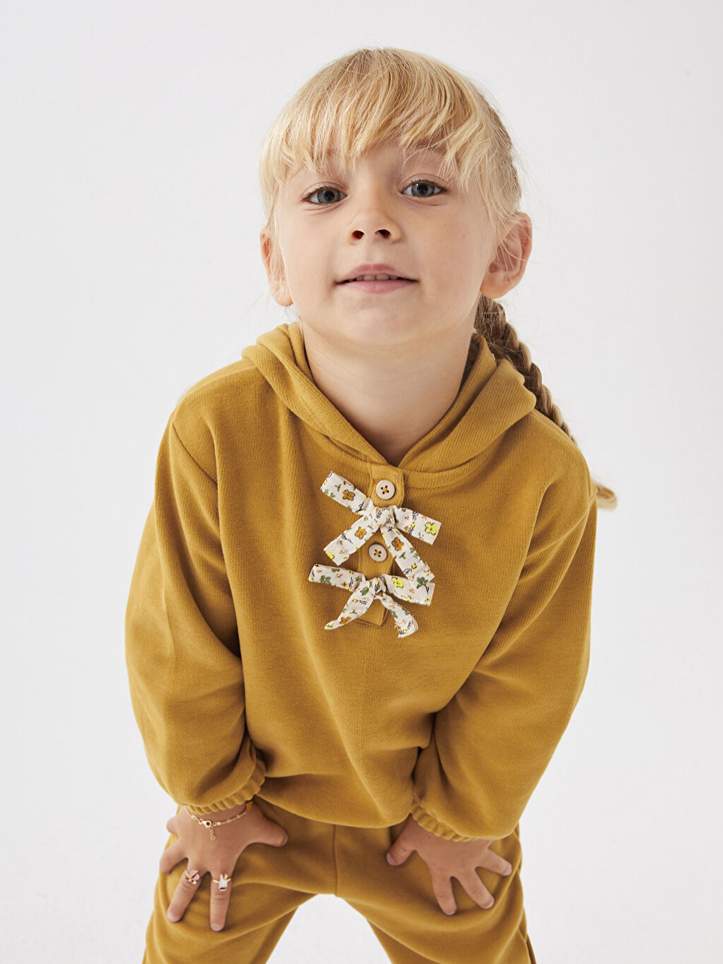 Hooded Long Sleeve Basic Baby Girl Sweatshirt and Tracksuit Bottom 2 Set W2FT29Z1GWH