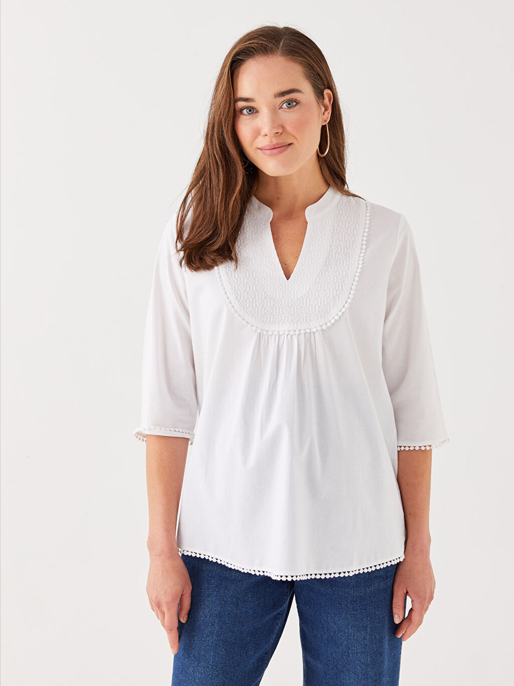 Cropped Collar Embroidered Maternity Blouse S31504z8 E5x S31504z8