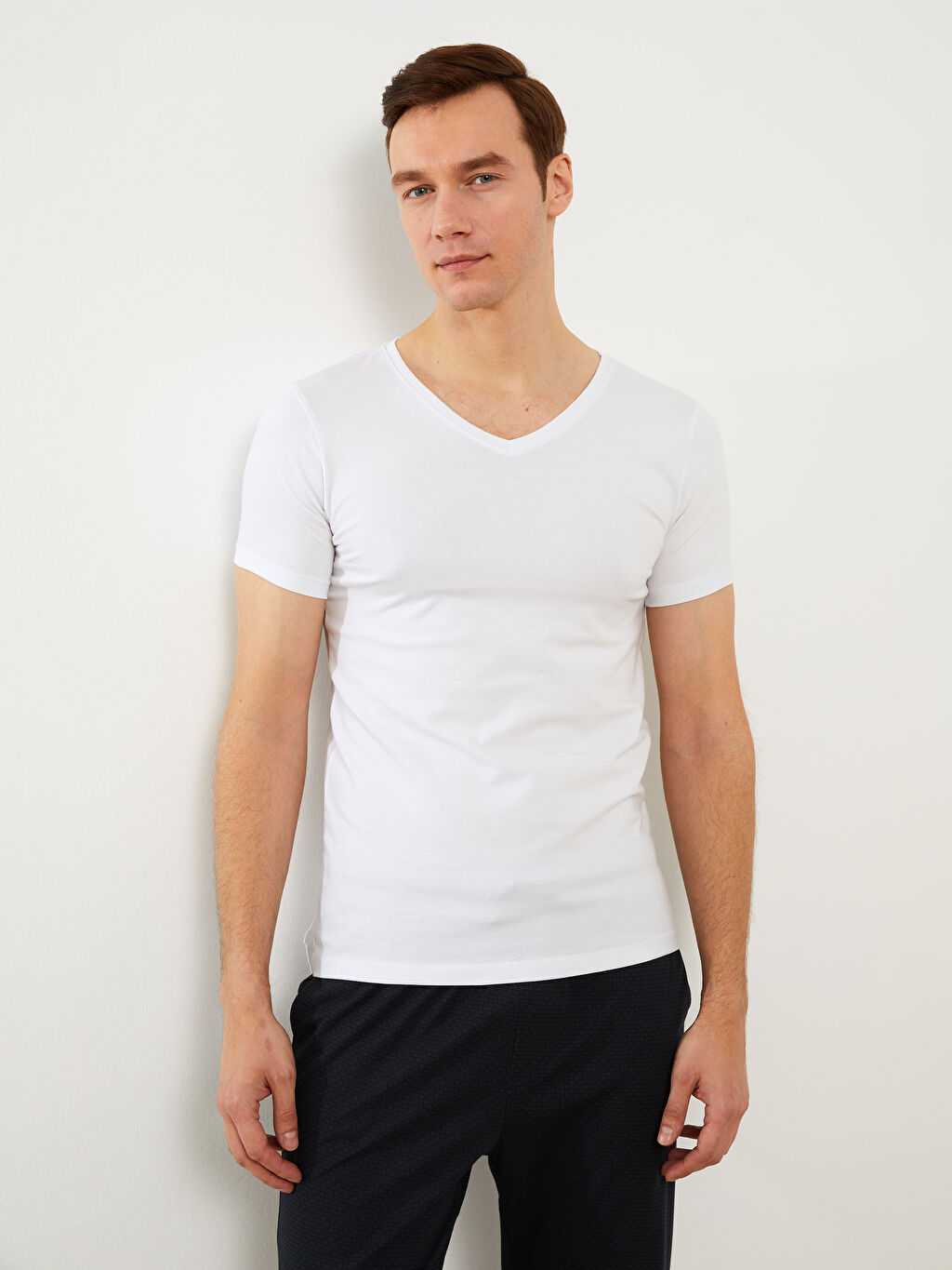 V Neck Short Sleeve Cotton Men's Undershirt S34323Z8Q6K S34323Z8