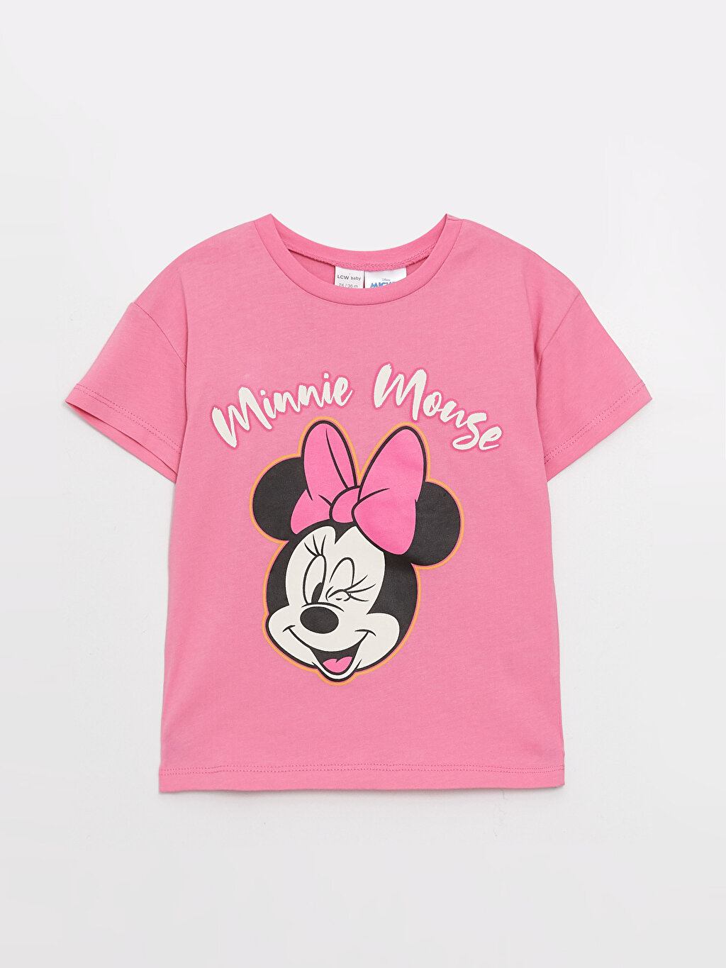 Crew Neck Short Sleeve Minnie Mouse Printed Baby Girl T-Shirt 