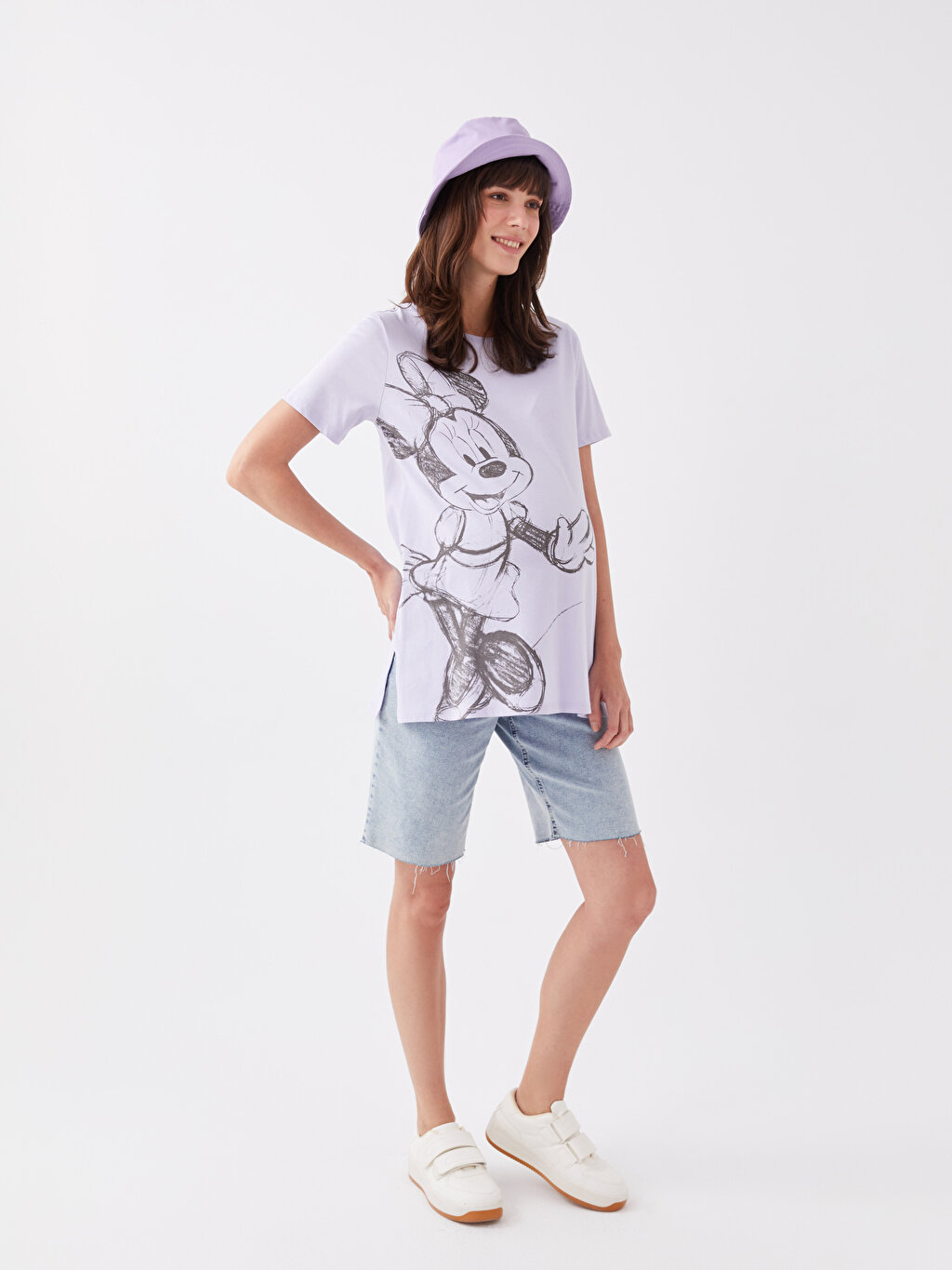 Crew Neck Minnie Mouse Printed Short Sleeve Maternity T-shirt 