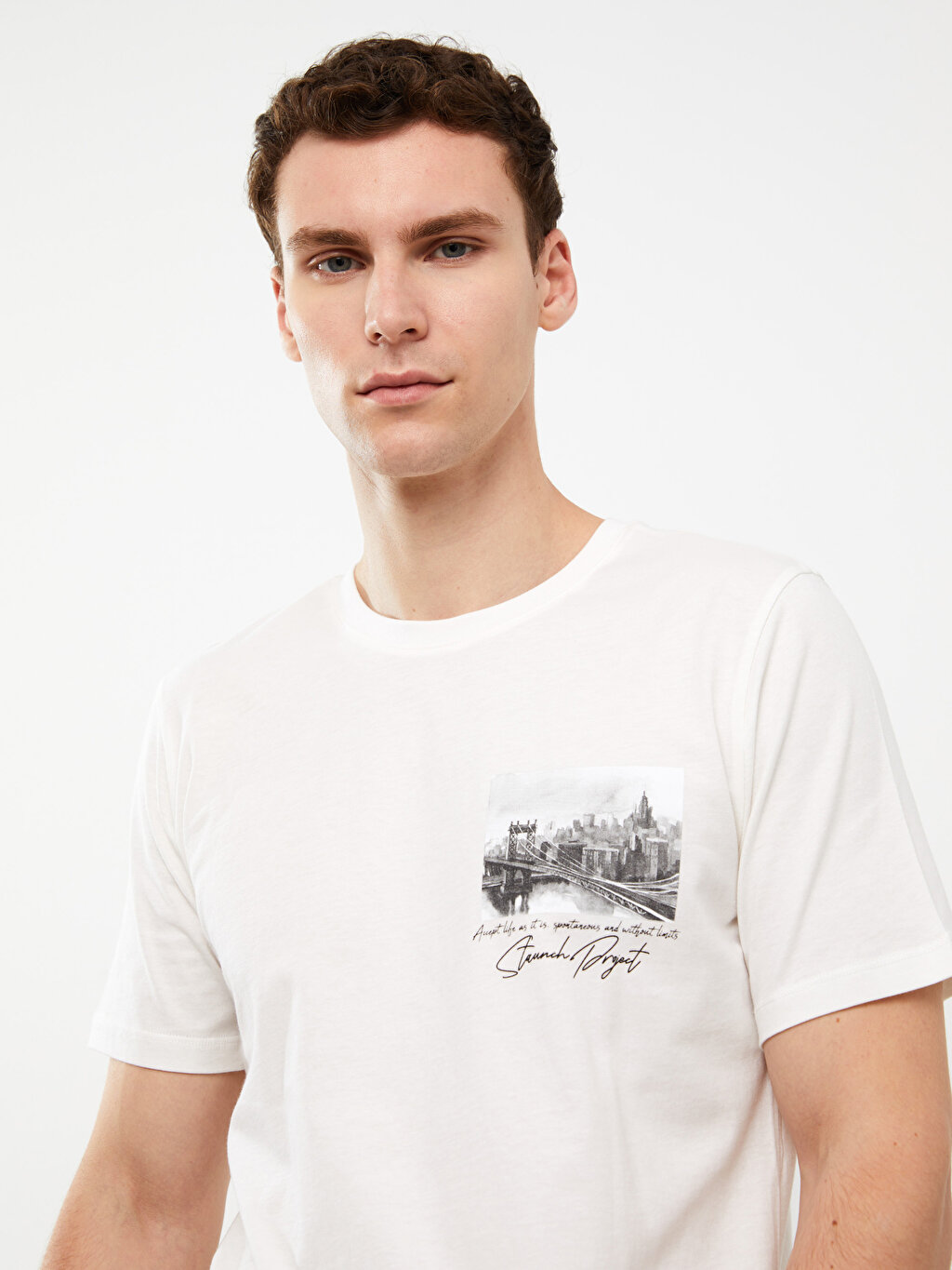 Crew Neck Short Sleeve Printed Combed Cotton Men's T-shirt -S3JL70Z8 ...