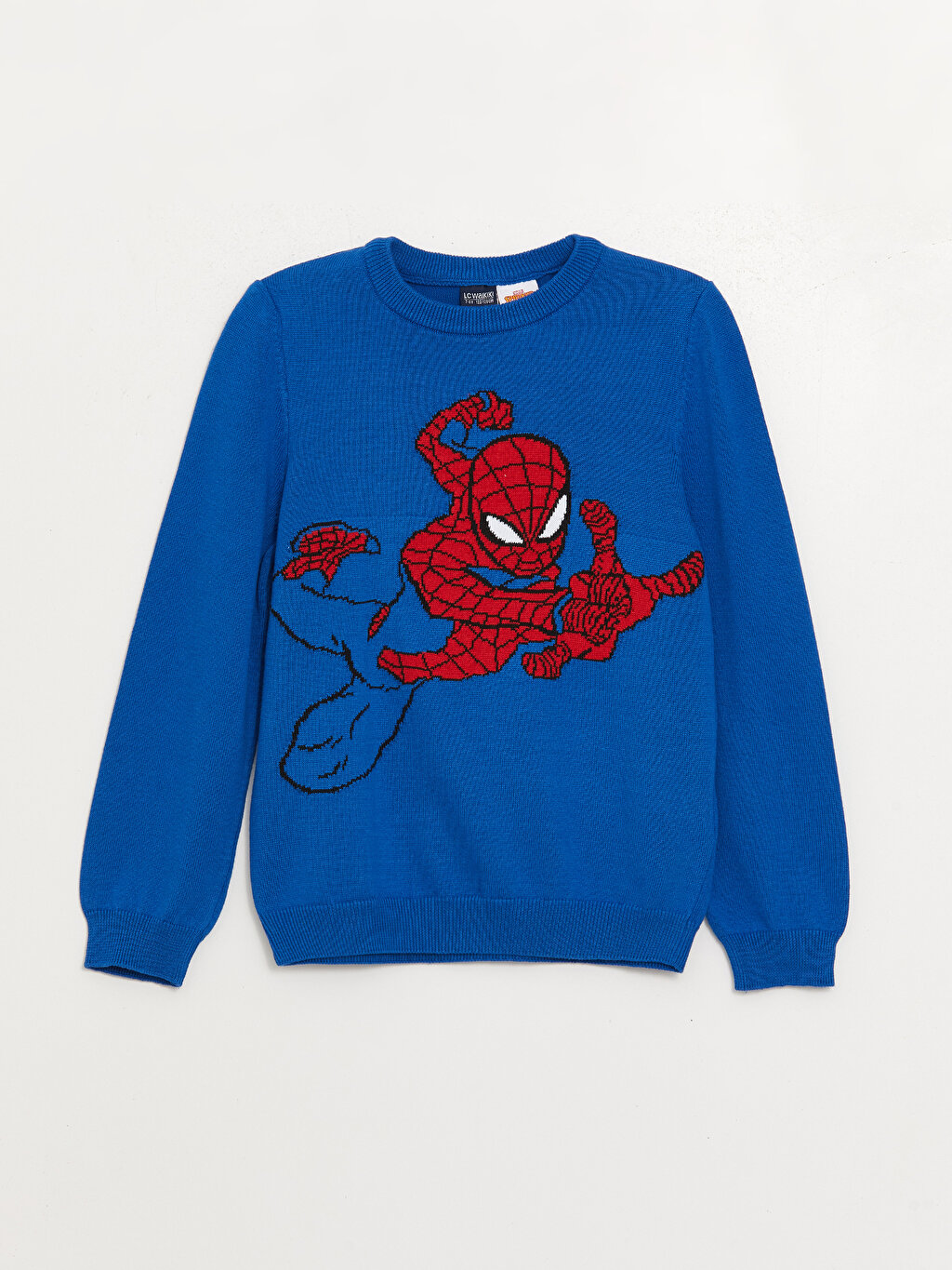 Вязаный свитер для мальчика с круглым вырезом и рисунком Человек паук  -W36281Z4-JUF - W36281Z4-JUF - LC Waikiki