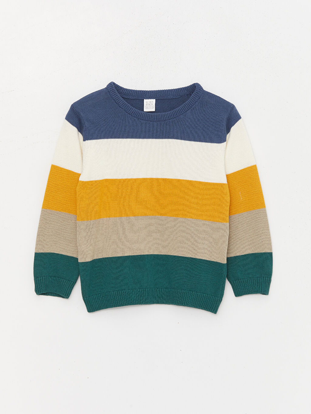 Crew Neck Long Sleeve Baby Boy Tricot Sweater with Color Block