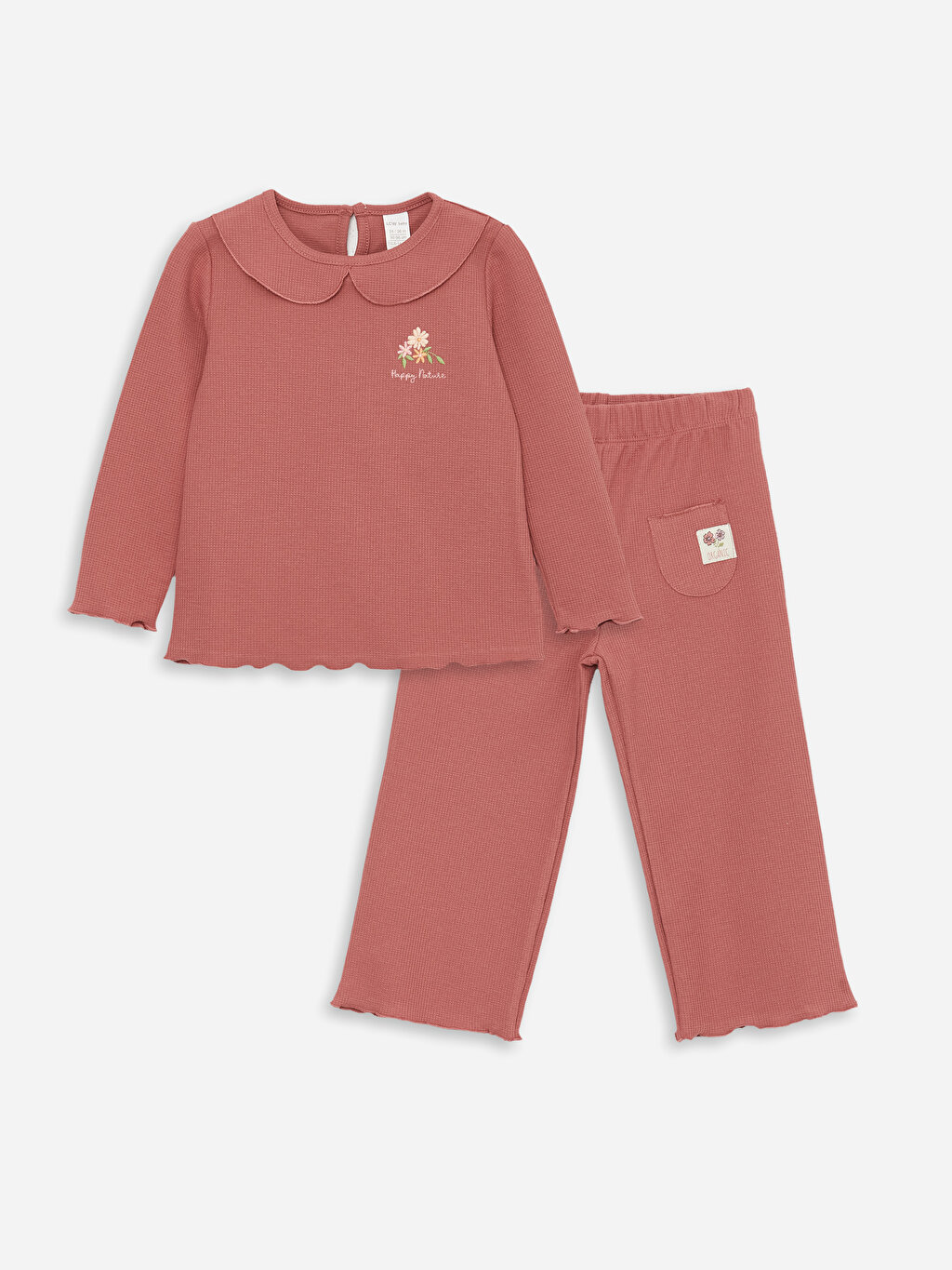Bebe Collar Long Sleeved Baby Girl Sweatshirt and Pants 2-Pack Set  -W3GH16Z1-H2H W3GH16Z1-H2H LC Waikiki
