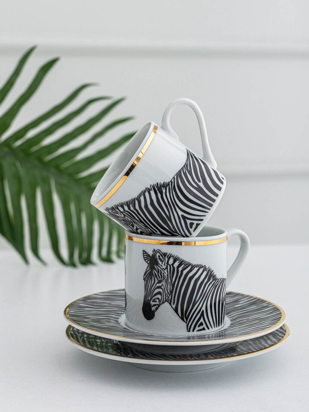 Siyah Zebra Baskılı Porselen Fincan Seti 2�li LC Waikiki