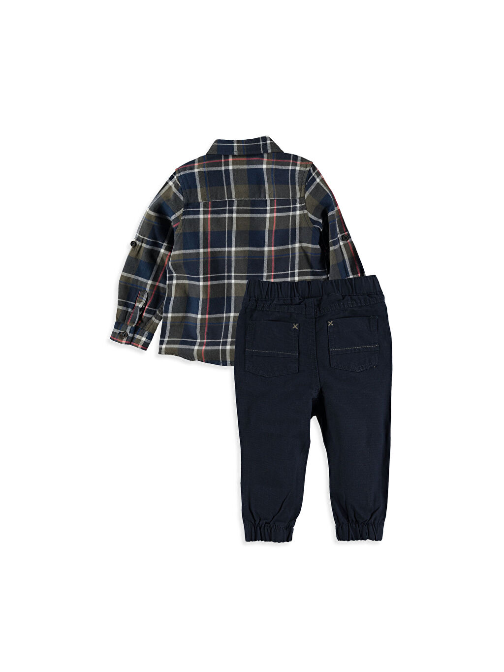 Haki Erkek Bebek Ekose Gömlek ve Jogger Pantolon LC Waikiki