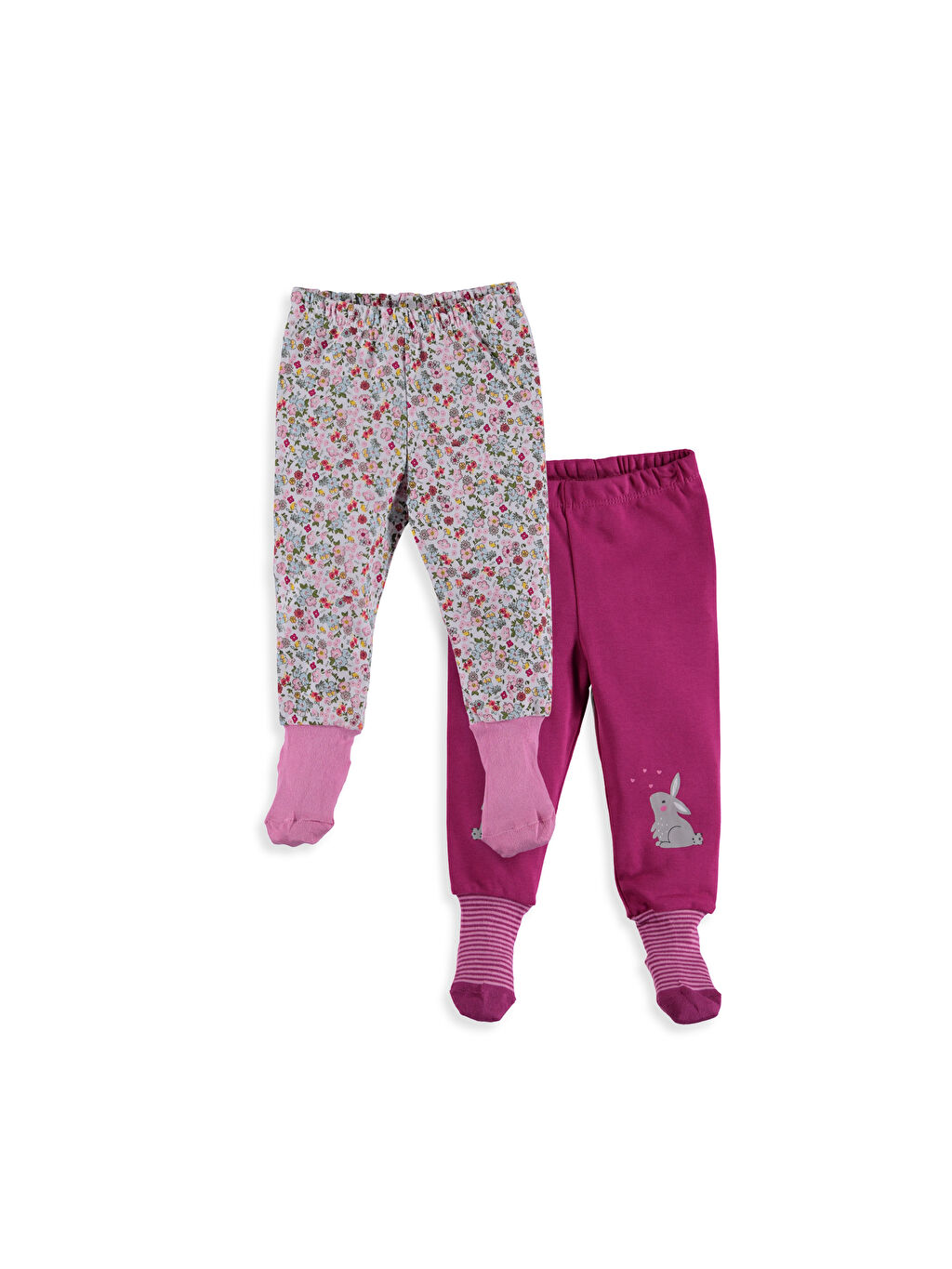 Fuşya Kız Bebek Çoraplı Pijama Alt 2�li LC Waikiki