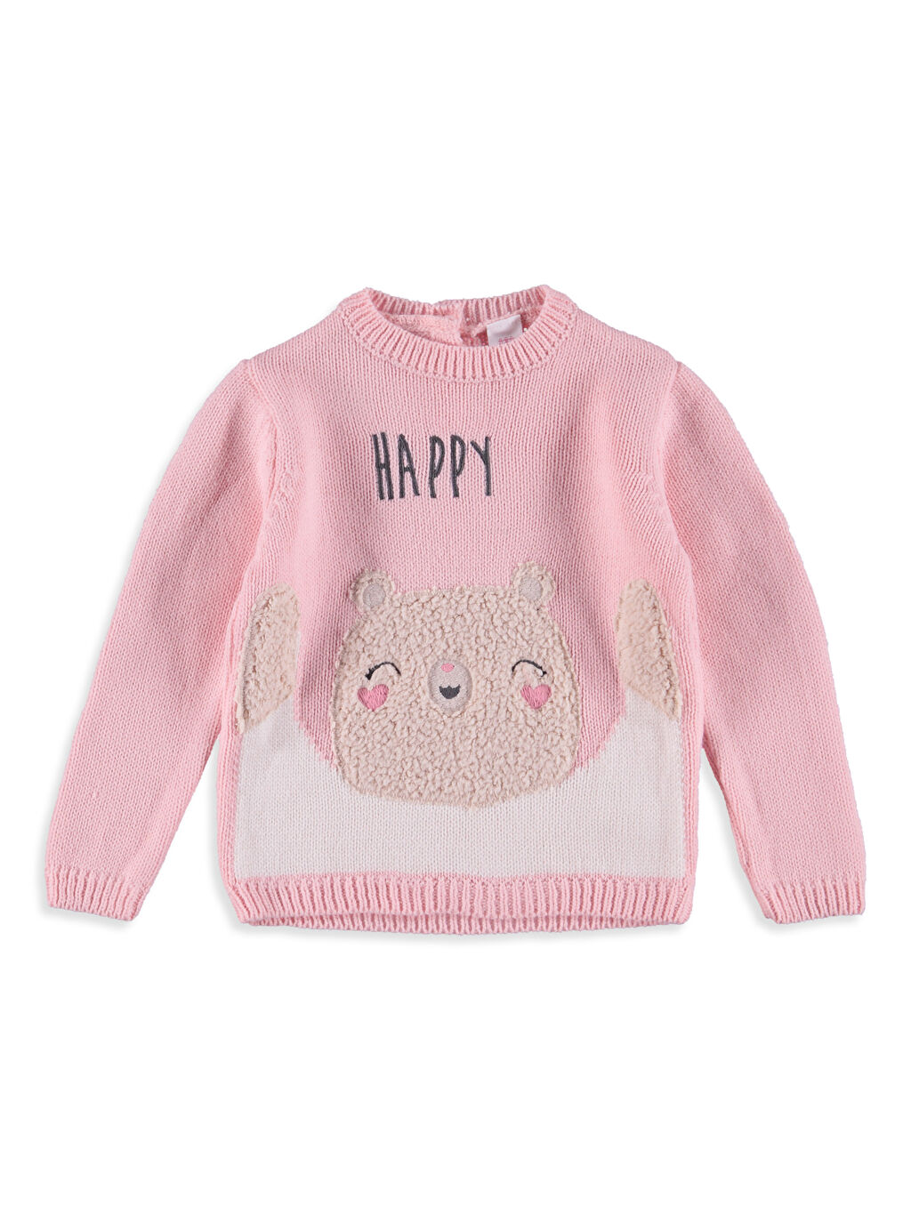 Pembe Kız Bebek Pelüş Aplikeli Triko Kazak LC Waikiki Pembe Kız Bebek Pelüş Aplikeli Triko Kazak LC Waikiki