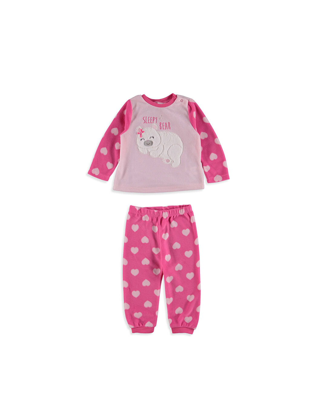 Pembe Kiz Bebek Polar Pijama Takimi Lc Waikiki