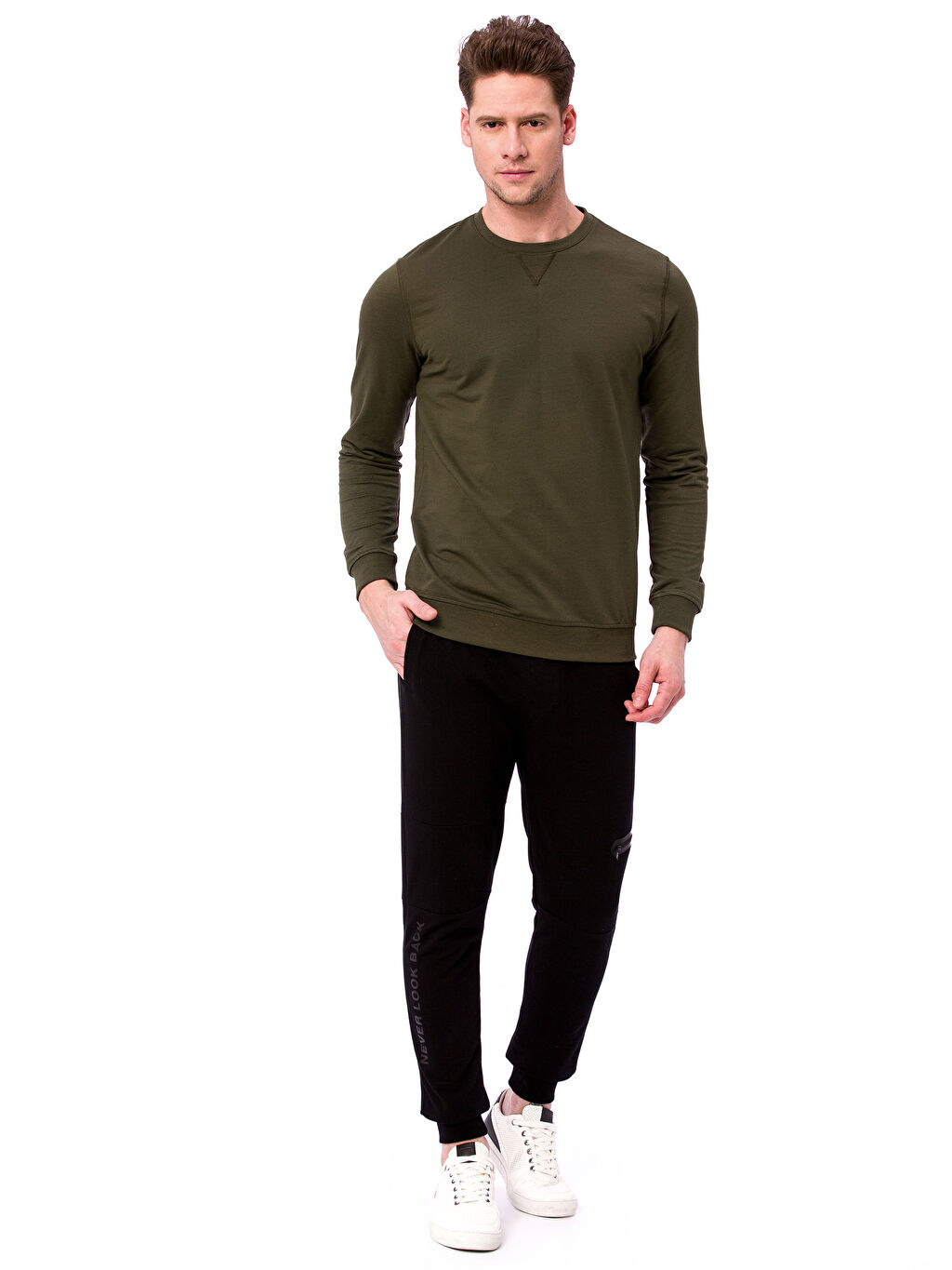 Haki Bisiklet Yaka Uzun Kollu Sweatshirt Lc Waikiki