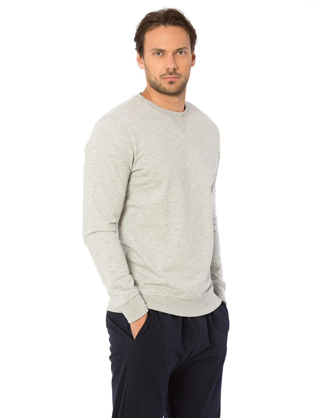Gri Bisiklet Yaka Uzun Kollu Sweatshirt Lc Waikiki