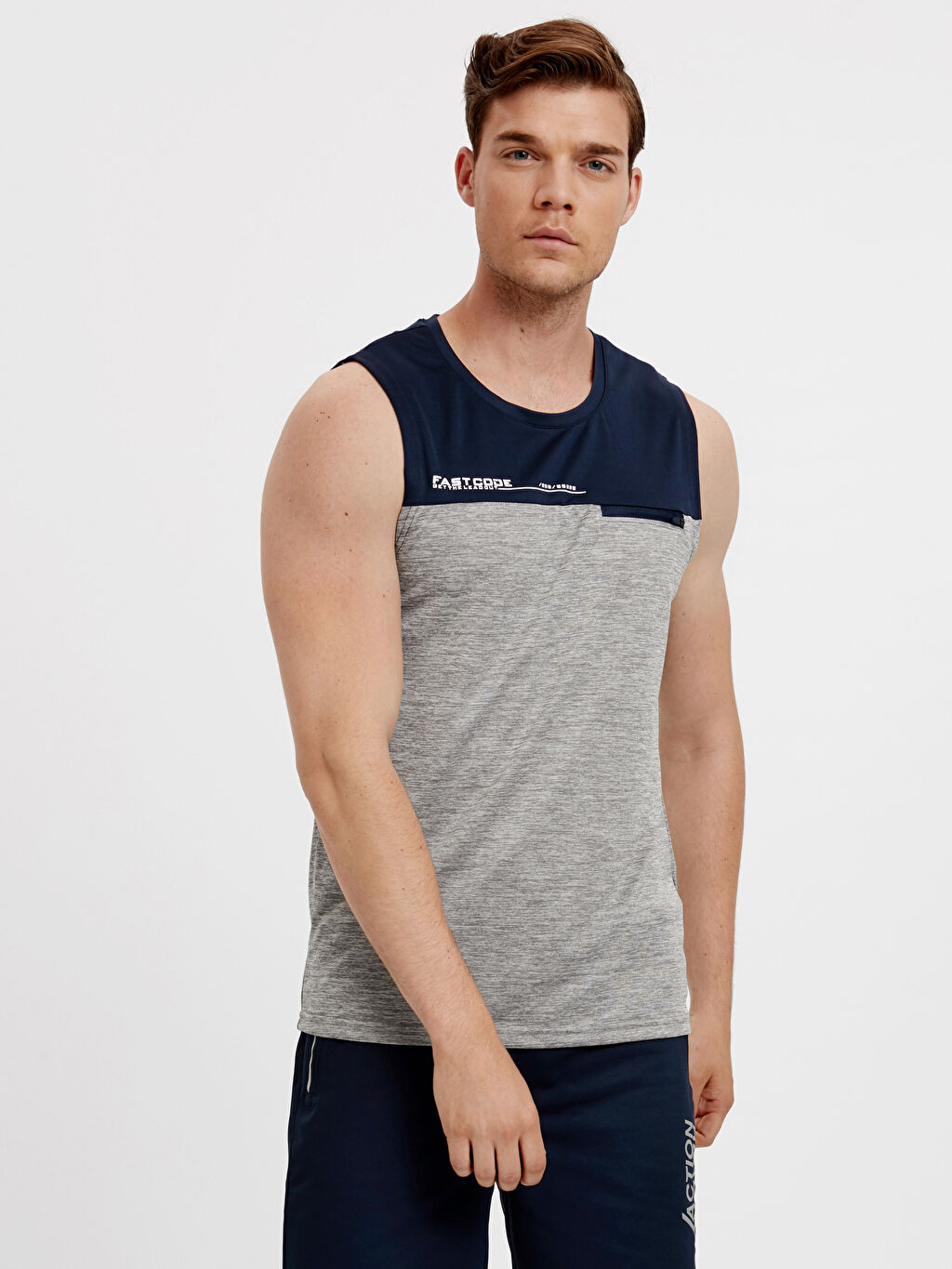 Gri Baskili Bisiklet Yaka Aktif Spor Atlet Lc Waikiki
