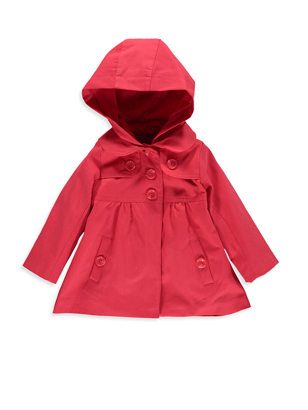 Kırmızı Kırmızı Kız Bebek Kapüşonlu İnce Trençkot LC Waikiki