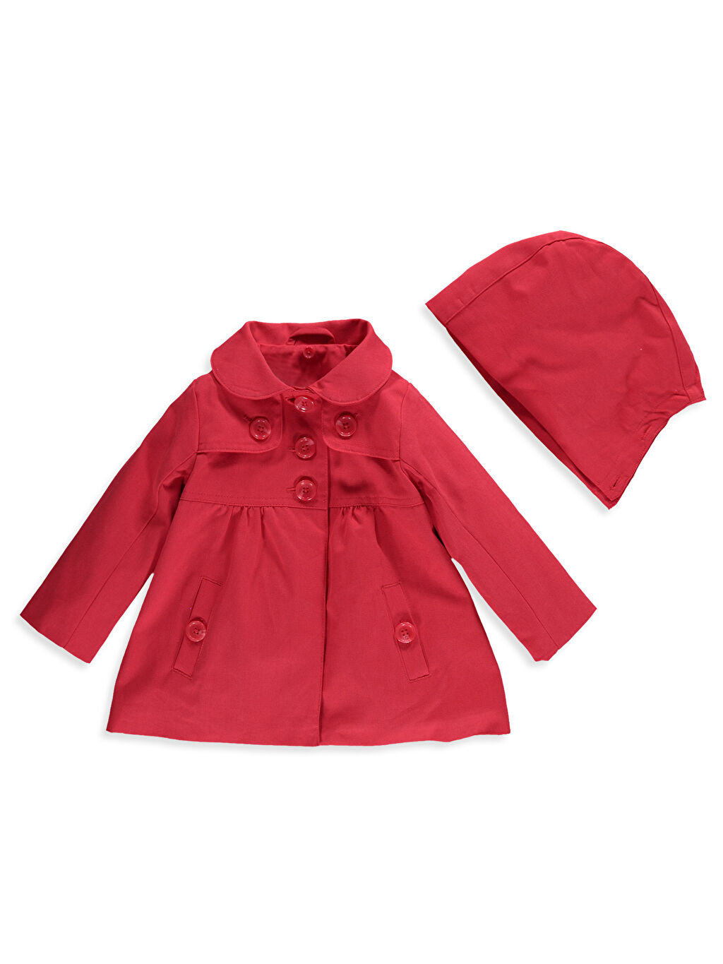 Kırmızı Kırmızı Kız Bebek Kapüşonlu İnce Trençkot LC Waikiki
