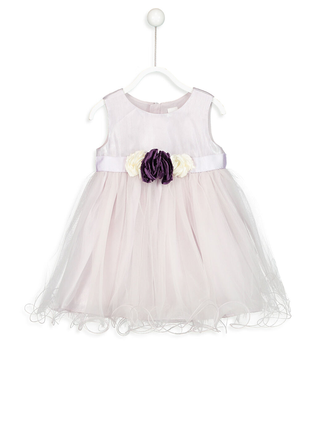 Lila Lila Bisiklet Yaka Tül Detaylı Kız Bebek Gelinlik