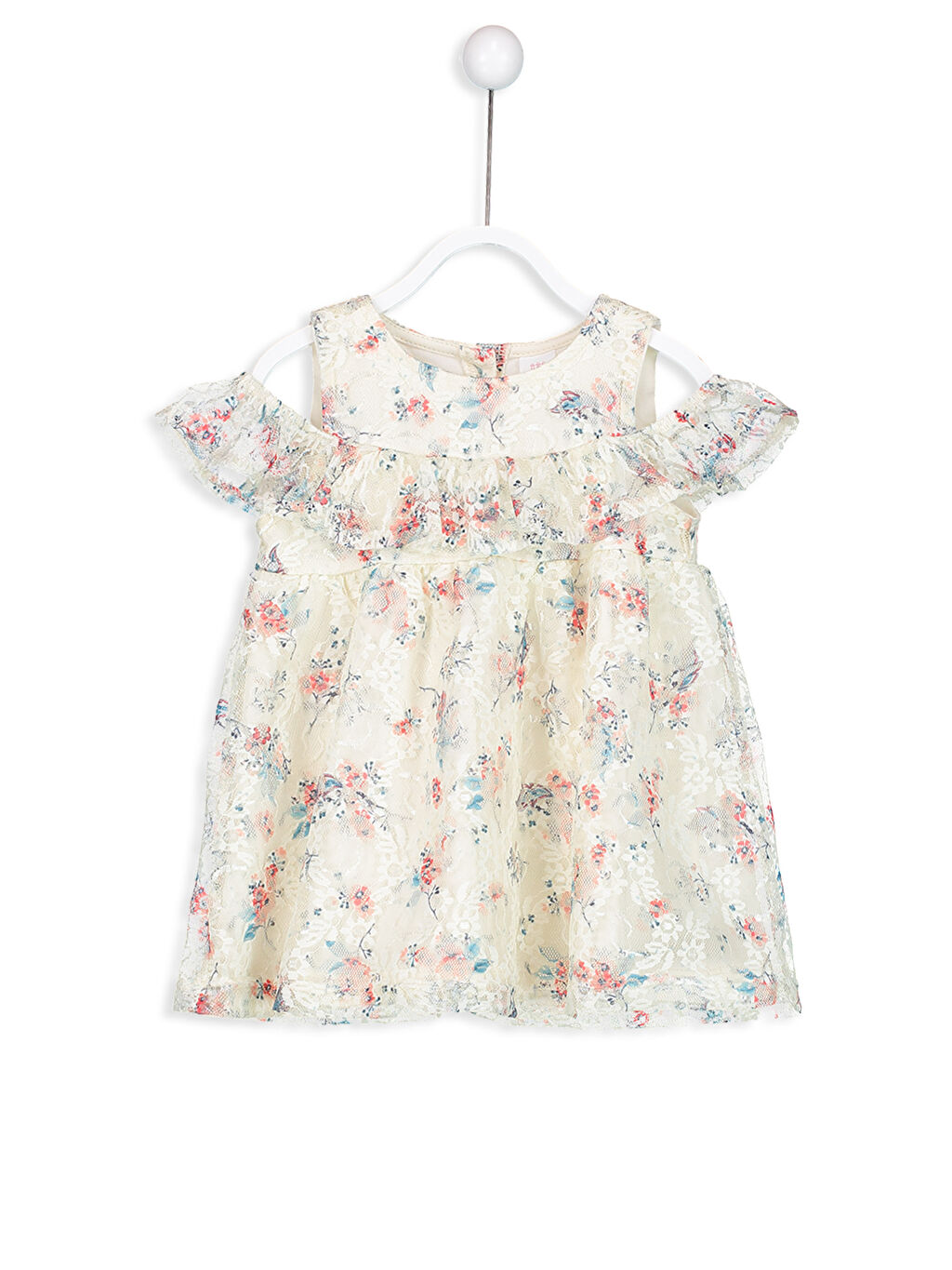 Ekru Kız Bebek Baskılı Elbise LC Waikiki