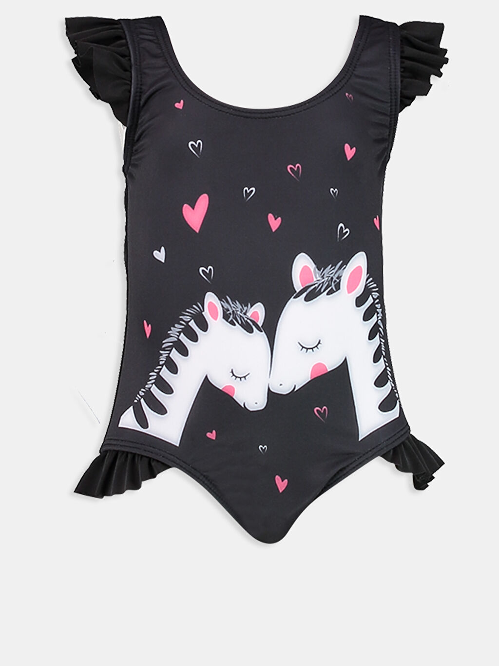 Siyah Kız Bebek Baskılı ve Fırfır Detaylı Mayo LC Waikiki Siyah Kız Bebek Baskılı ve Fırfır Detaylı Mayo LC Waikiki