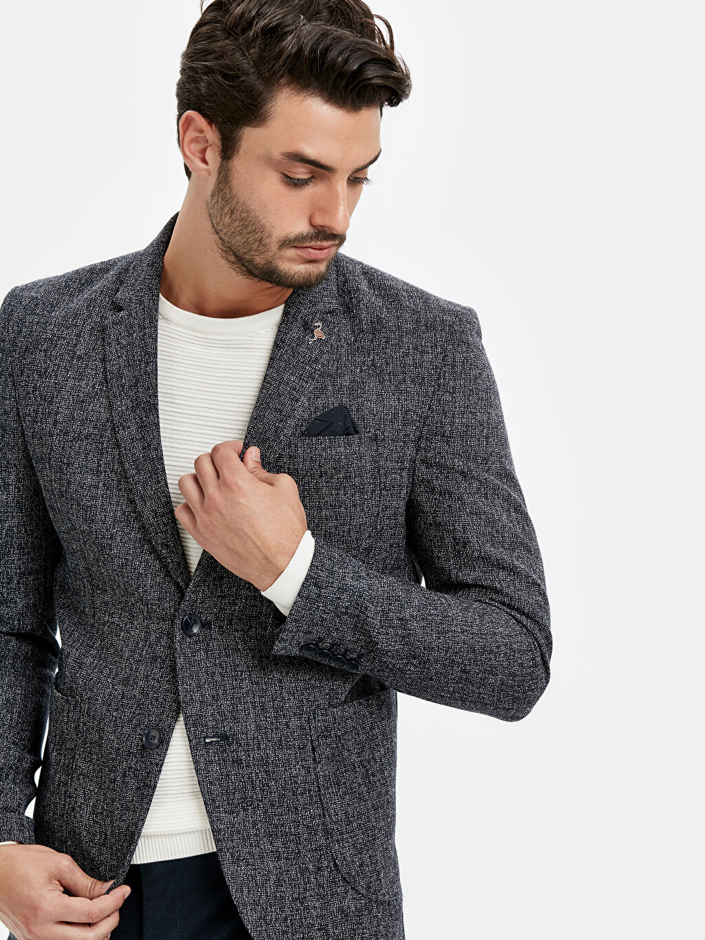 Lacivert Dar Kalip Blazer Ceket Lc Waikiki
