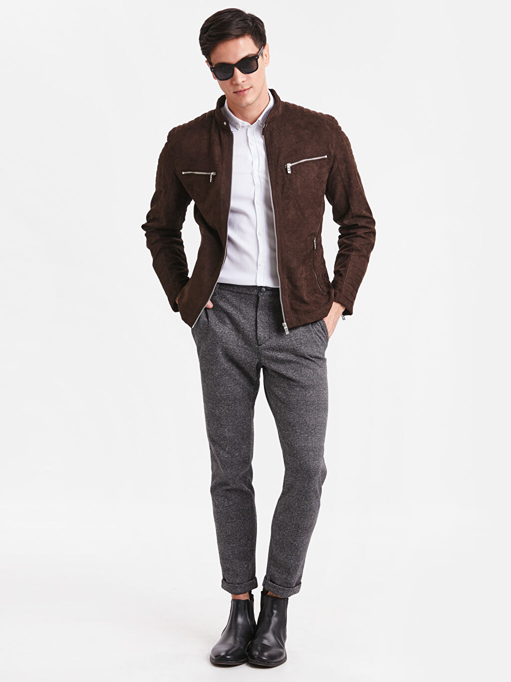 Gri Slim Fit Ekose Dokulu Pantolon Lc Waikiki