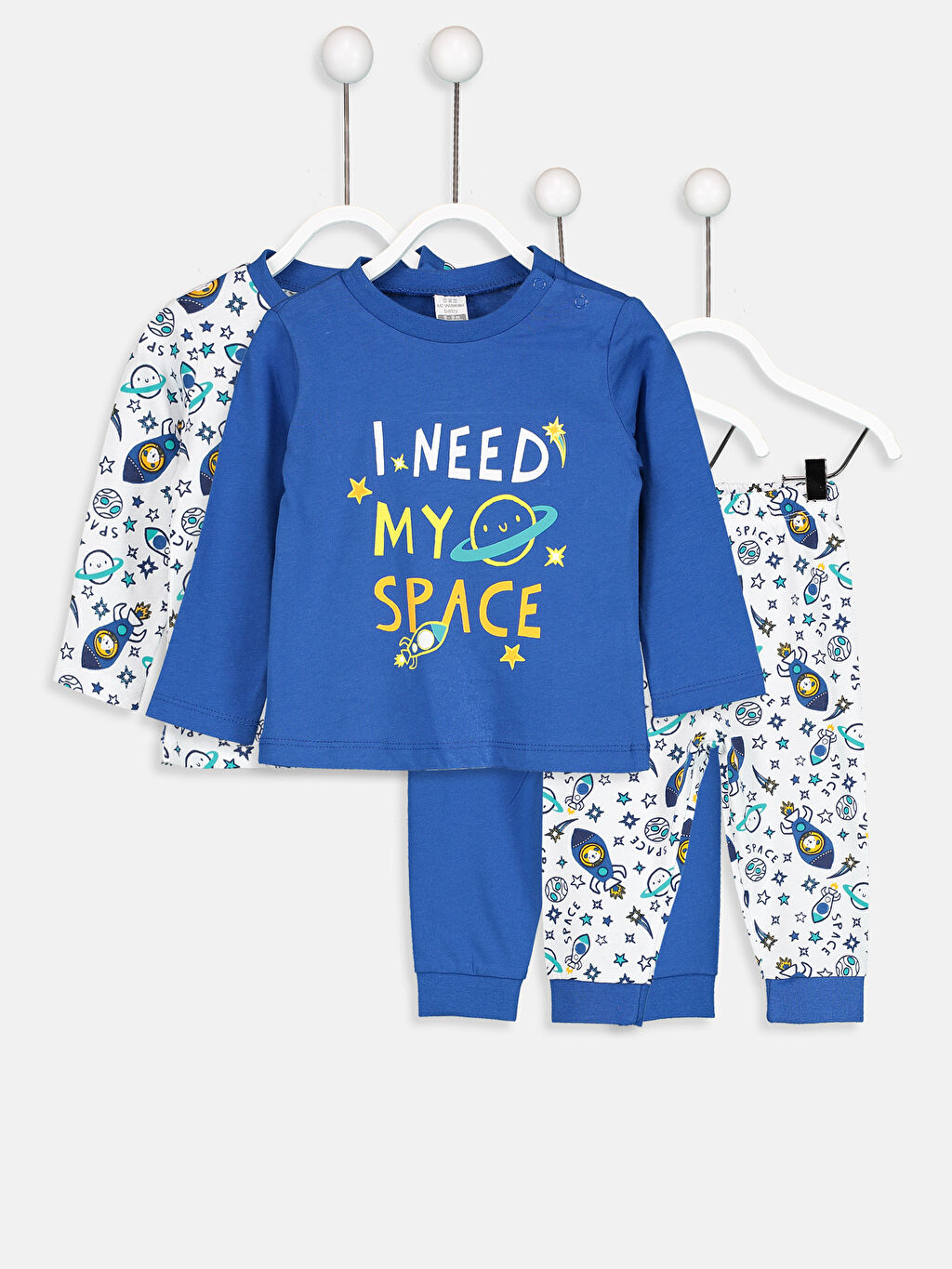 Mavi Erkek Bebek Baskılı Pijama Takımı 4�lü LC Waikiki