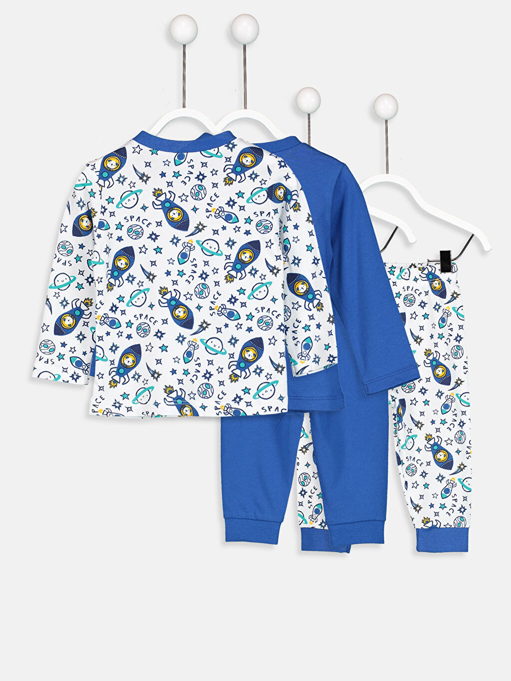 Mavi Erkek Bebek Baskılı Pijama Takımı 4�lü LC Waikiki