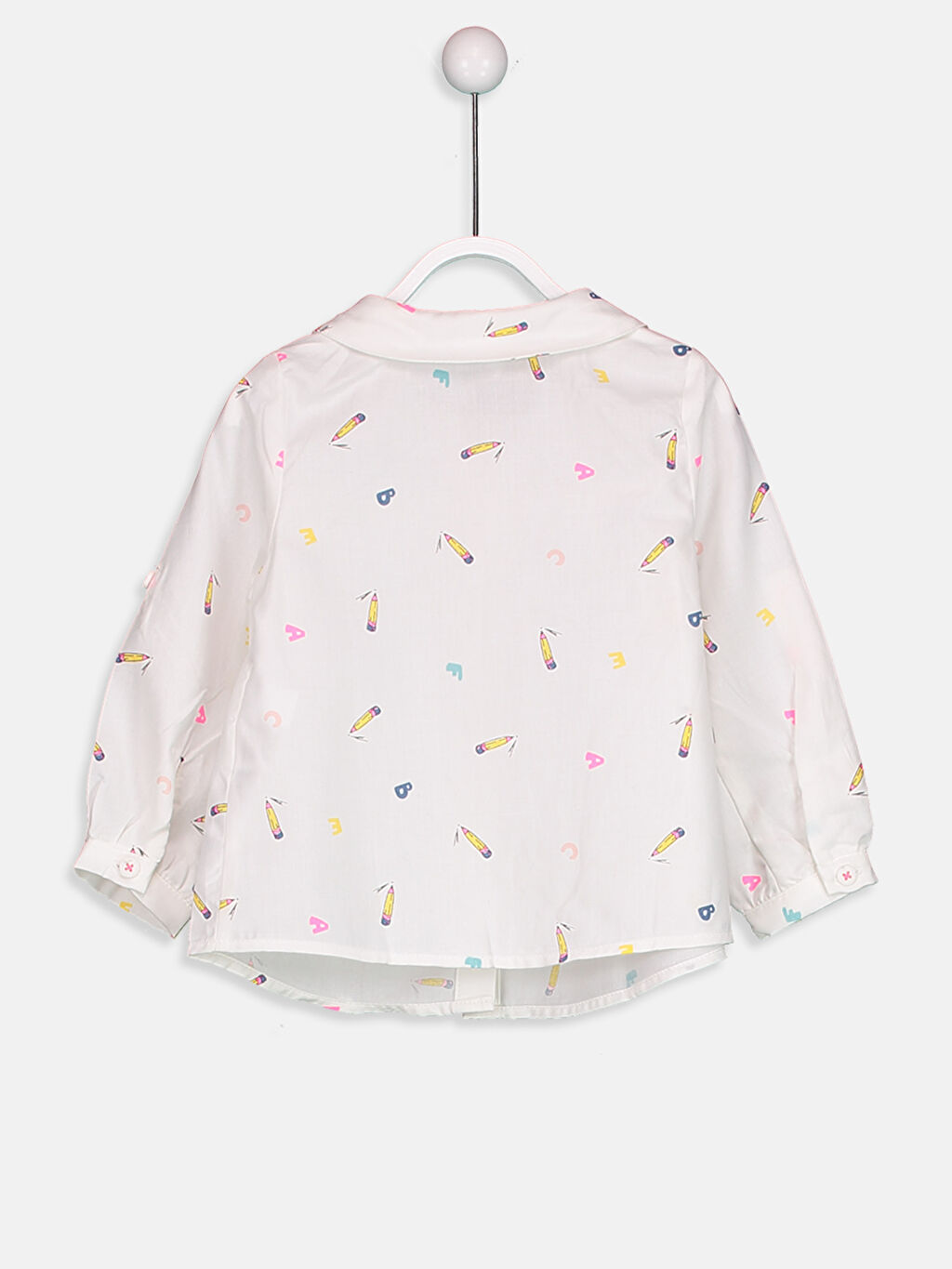 Ekru Ekru Kız Bebek Desenli Twill Gömlek LC Waikiki