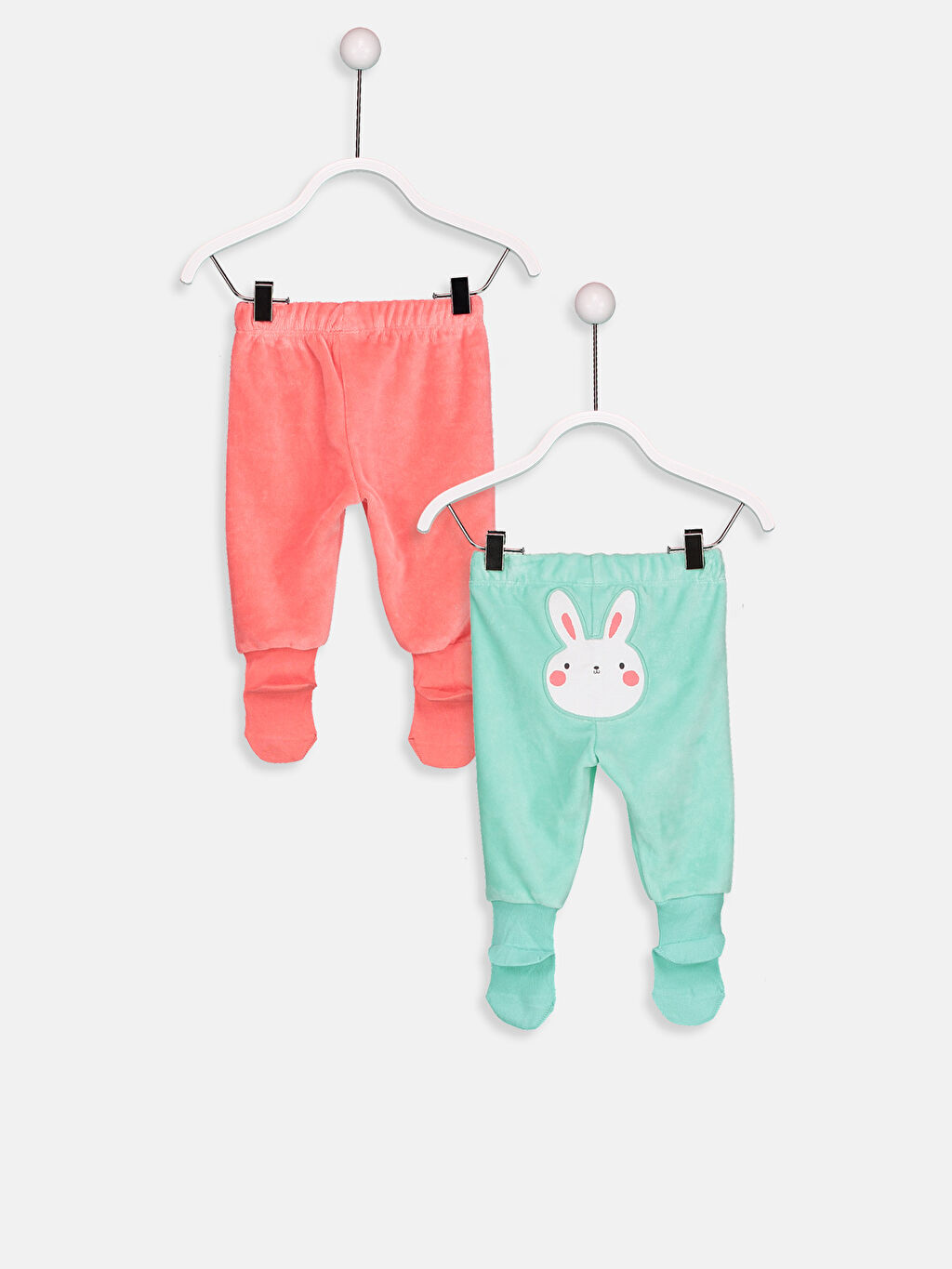 Yeşil Beli Lastikli Kız Bebek Çoraplı Pijama Alt 2�li LC