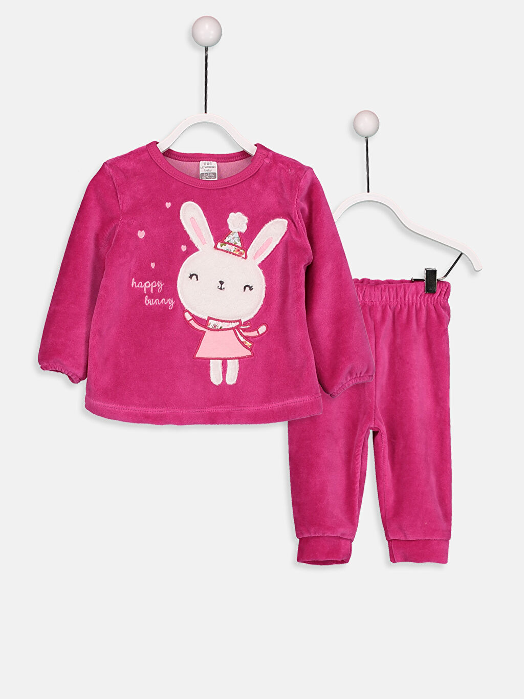Fuşya Kız Bebek Kadife Pijama Takımı LC Waikiki
