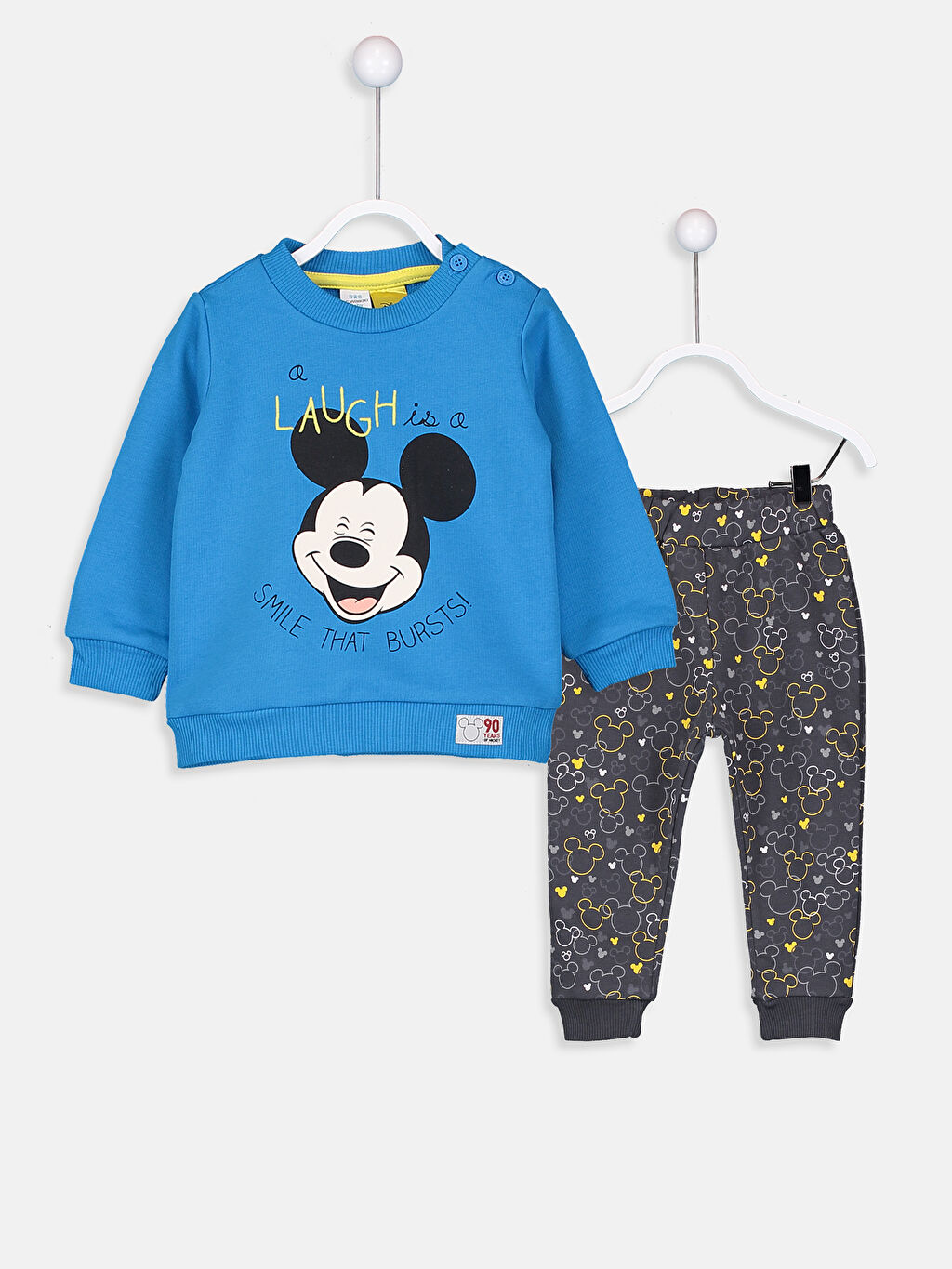 Mavi Mickey Mouse Baskılı Erkek Bebek Eşofman Takımı LC