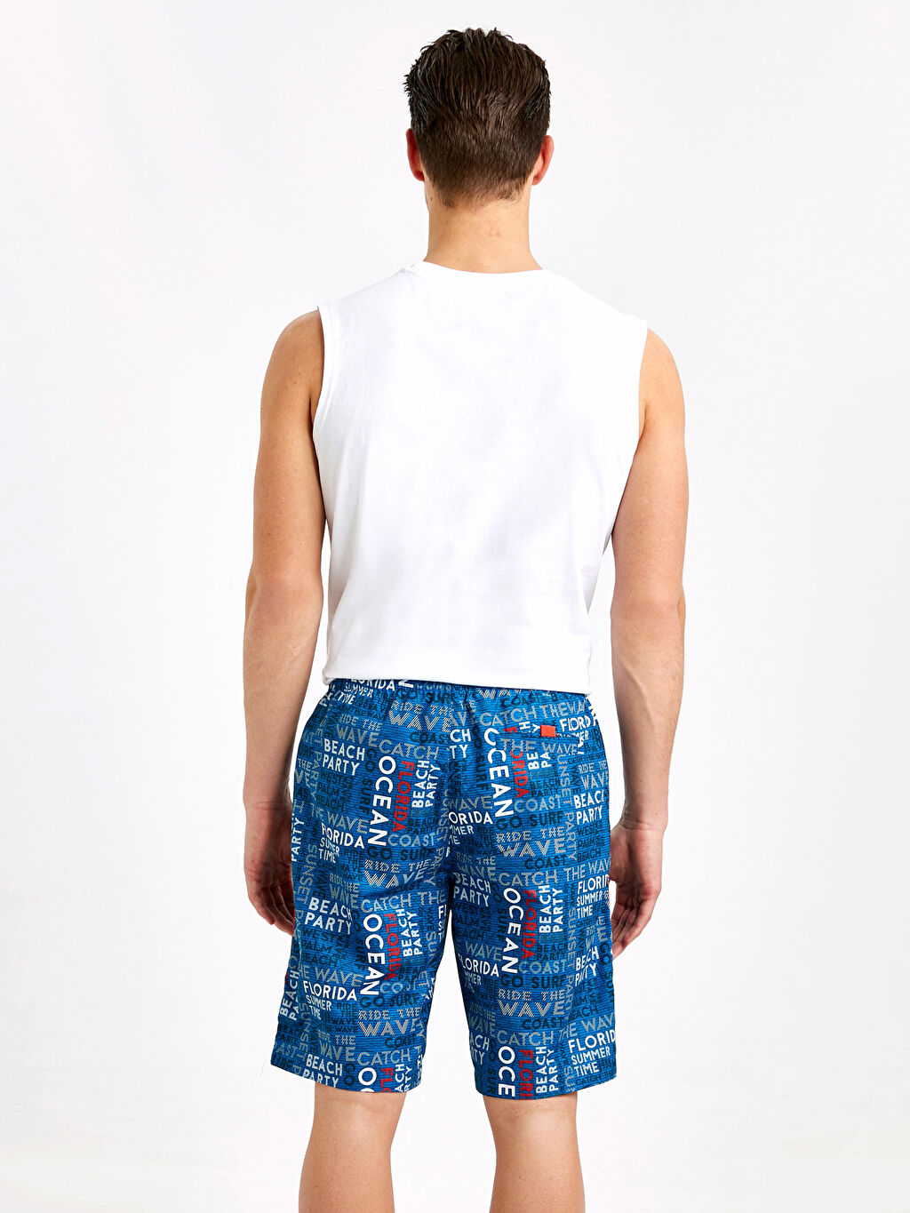 Mavi Diz Hizası Boy Baskılı Deniz Şortu LC Waikiki