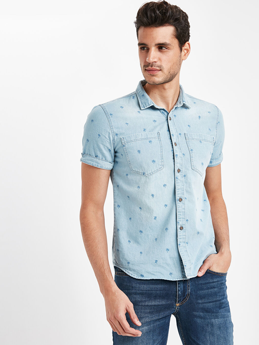 Modalite Net Lcw Slim Fit Kisa Kollu Jean Gomlek