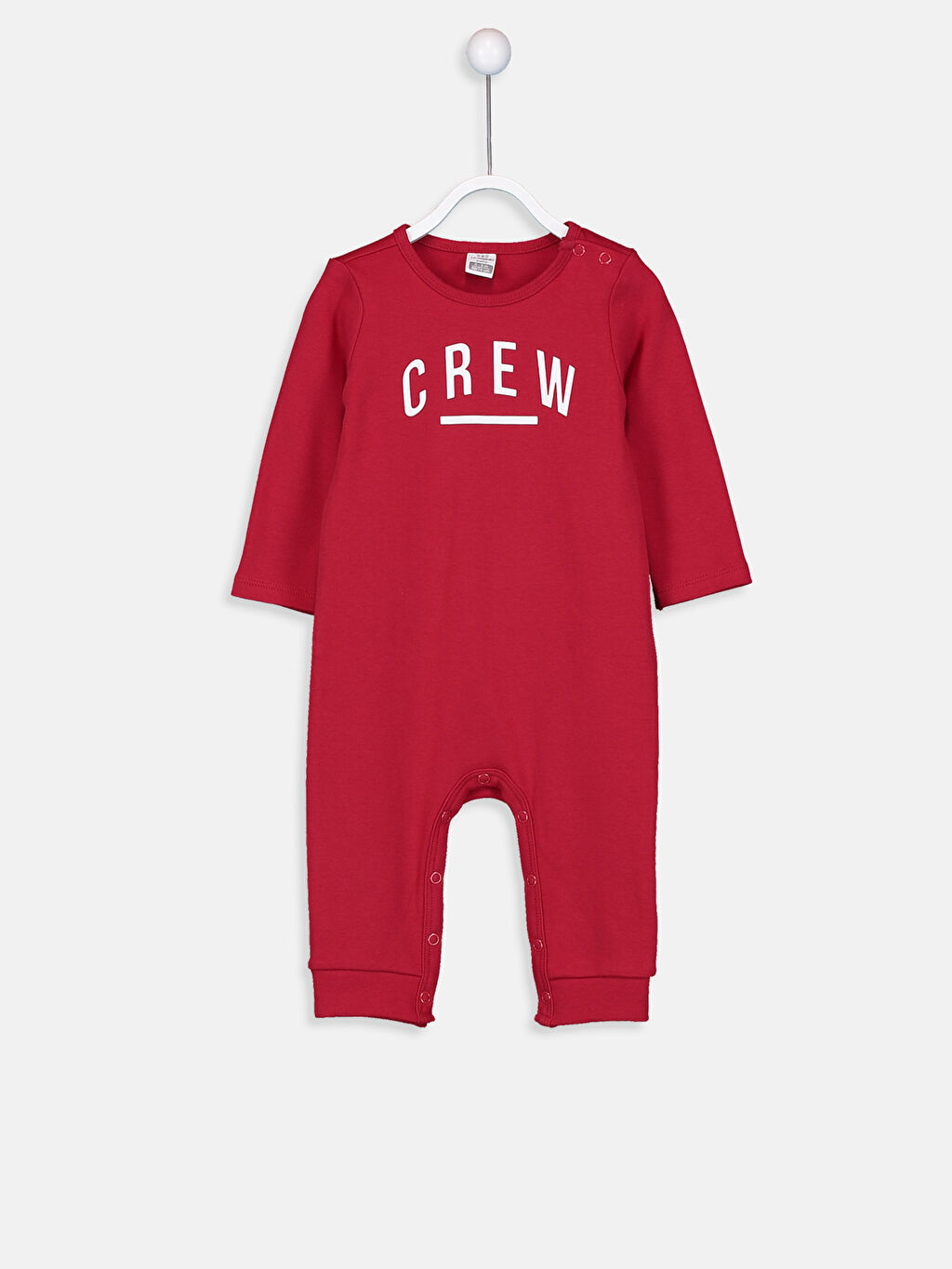 Kırmızı Kırmızı Erkek Bebek Pamuklu Yazı Baskılı Tulum