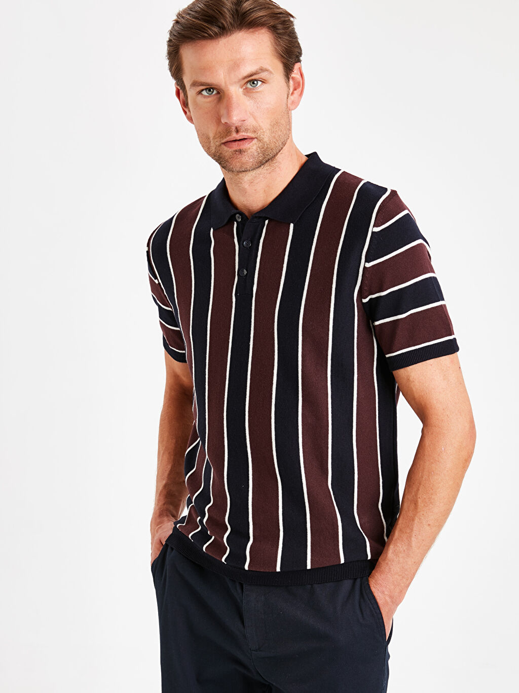 bordo polo yaka kisa kollu triko tisort lc waikiki