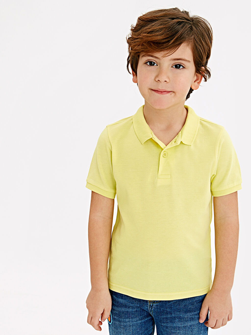 Sari Erkek Cocuk Polo Yaka Pamuklu Basic Tisort Lc Waikiki
