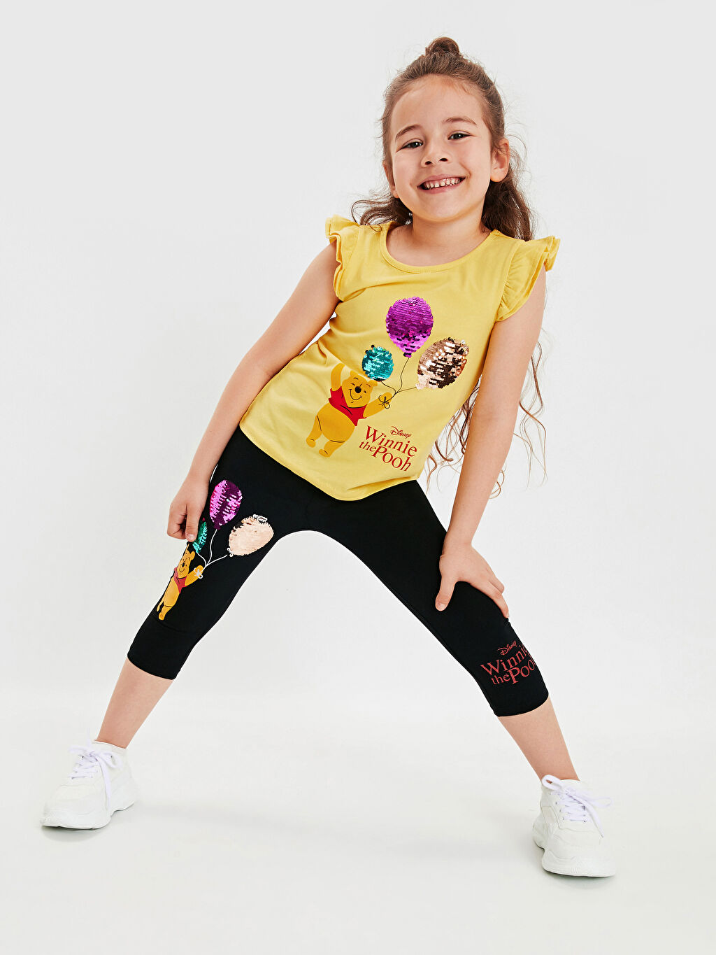 Sarı Kız Çocuk Winnie the Pooh Pamuklu Atlet LC Waikiki
