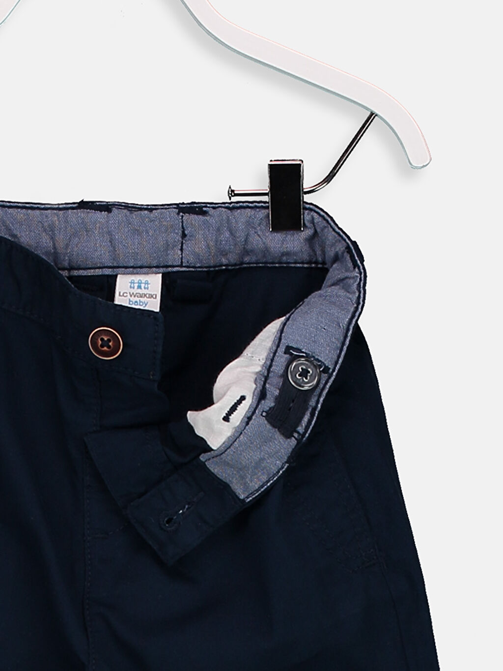 Lacivert Erkek Bebek Gabardin Pantolon ve Askılı Kemer